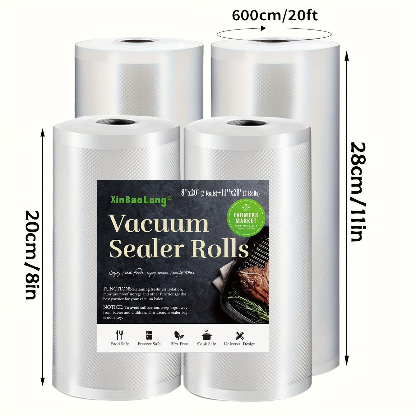 4/6/8pcs Combo Textured Vacuum Bag Storage Bags, Restaurant Kitchen Food Storage Bags Sealed Freezer Bags, Fresh Bags Food Bags Fresh Tough Preservation