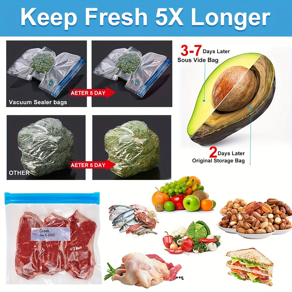 22 Reusable Food Vacuum Sealing Bags, 3 Sizes of Food Preservation Bags, with 2 Sealing Clips, for Food Storage and Low Temperature Cooking, Vacuum Food Bags, Refrigerator, Cereal Storage Sealing Bags, Convenient to Carry
