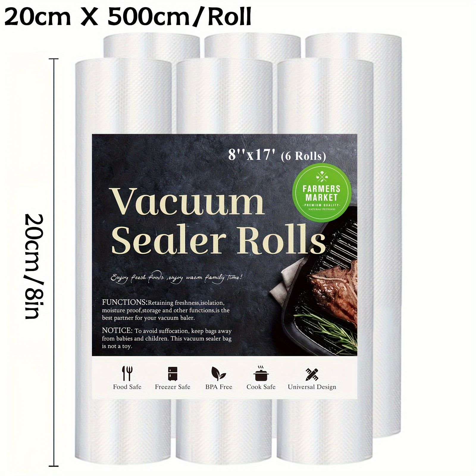 4/6/8pcs Combo Textured Vacuum Bag Storage Bags, Restaurant Kitchen Food Storage Bags Sealed Freezer Bags, Fresh Bags Food Bags Fresh Tough Preservation