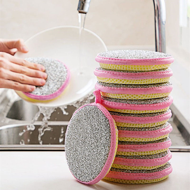 5/10pcs Double-Sided Dishwashing Sponges for Pots and Pans - Effortless Kitchen Cleaning with Durable Polyester Sponges