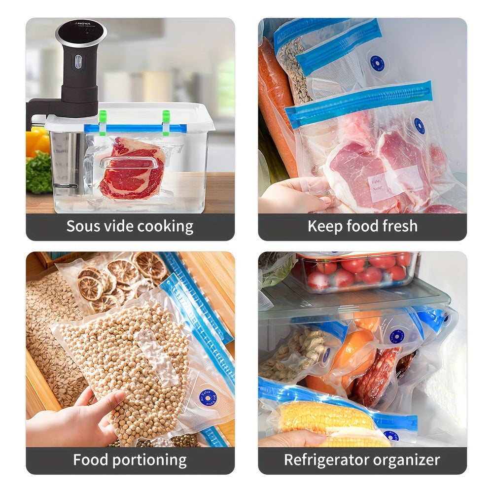 22 Reusable Food Vacuum Sealing Bags, 3 Sizes of Food Preservation Bags, with 2 Sealing Clips, for Food Storage and Low Temperature Cooking, Vacuum Food Bags, Refrigerator, Cereal Storage Sealing Bags, Convenient to Carry
