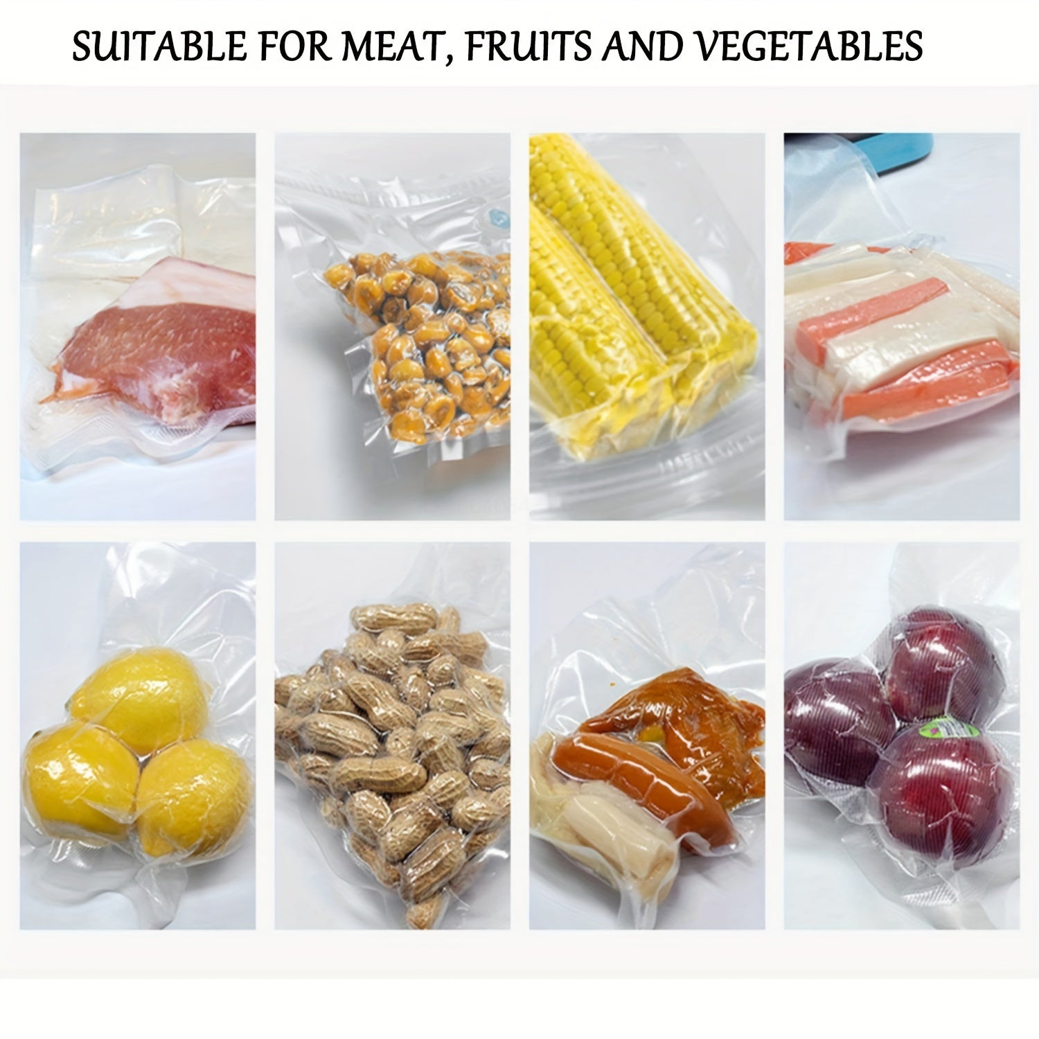 4/6/8pcs Combo Textured Vacuum Bag Storage Bags, Restaurant Kitchen Food Storage Bags Sealed Freezer Bags, Fresh Bags Food Bags Fresh Tough Preservation