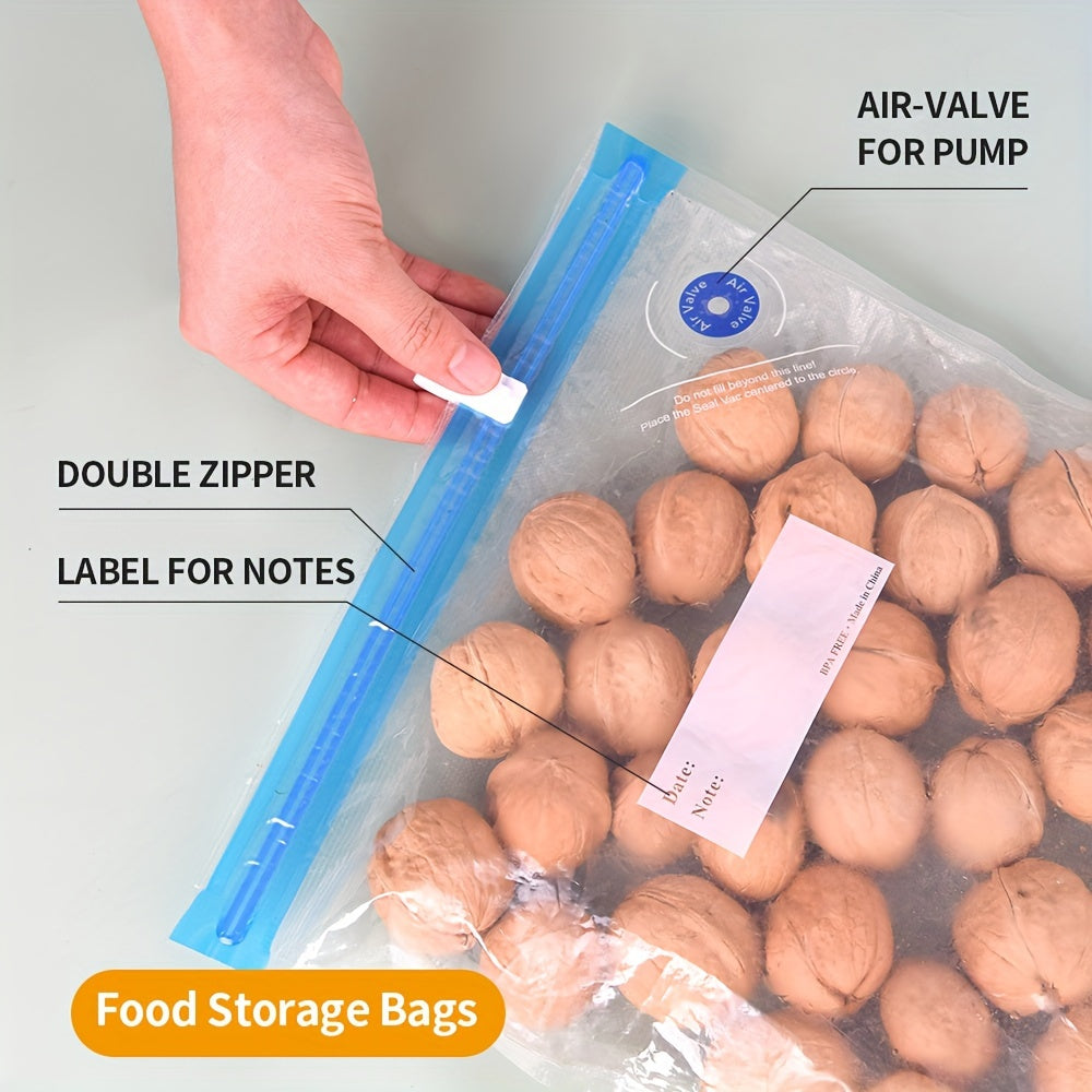 22 Reusable Food Vacuum Sealing Bags, 3 Sizes of Food Preservation Bags, with 2 Sealing Clips, for Food Storage and Low Temperature Cooking, Vacuum Food Bags, Refrigerator, Cereal Storage Sealing Bags, Convenient to Carry