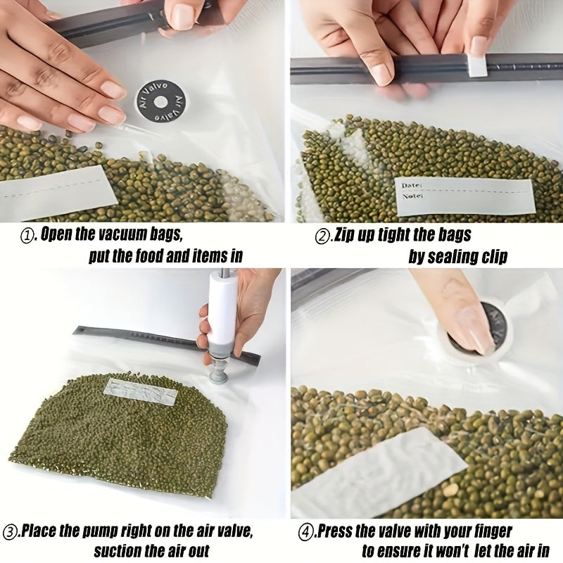 40pcs Vacuum Sealed Pockets, Reusable BPA Free Food Bags, Transparent Food Grade Storage Bags, 3 Sizes, Used for Meat, Fruits, Grains, And Vegetables, Kitchen Storage Boxes And Storage, Household Kitchen Storage Items