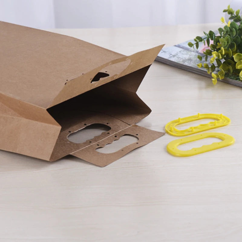 100Pcs/Lot Kraft Paper Rice Bags With Plastic Handle Stand Up Paper Gift Bags Food Paper Box Cookies Walnut Dry Fruit Stand Box