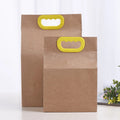 100Pcs/Lot Kraft Paper Rice Bags With Plastic Handle Stand Up Paper Gift Bags Food Paper Box Cookies Walnut Dry Fruit Stand Box