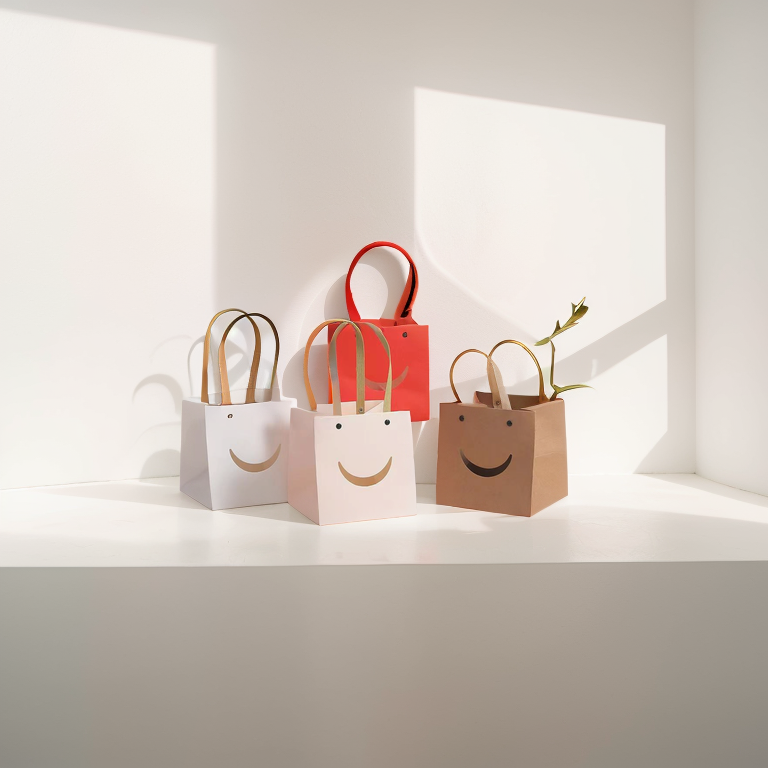 Custom Printed Biodegradable Gift Shopping Bags with Handle,Food Takeaway Packaging Brown Kraft Paper Bag With Logo