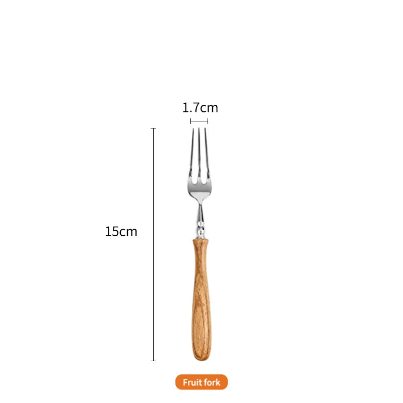 High-end Wooden Handle Tableware Set,304 Stainless Steel Metal Head, Easy to Clean,Steak Cutlery set