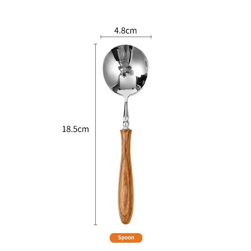 High-end Wooden Handle Tableware Set,304 Stainless Steel Metal Head, Easy to Clean,Steak Cutlery set