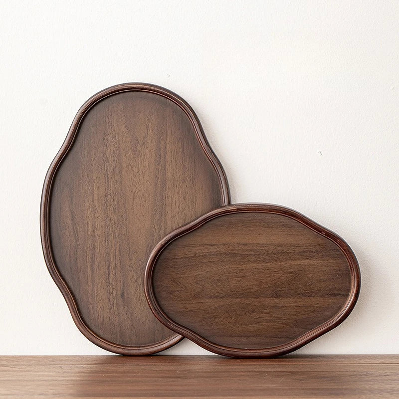 Wooden Decorative Serving Tray for Coffee Table and Home Decor Fruit Platter Decor Trays Serving Ware Food Dish Serving Platters