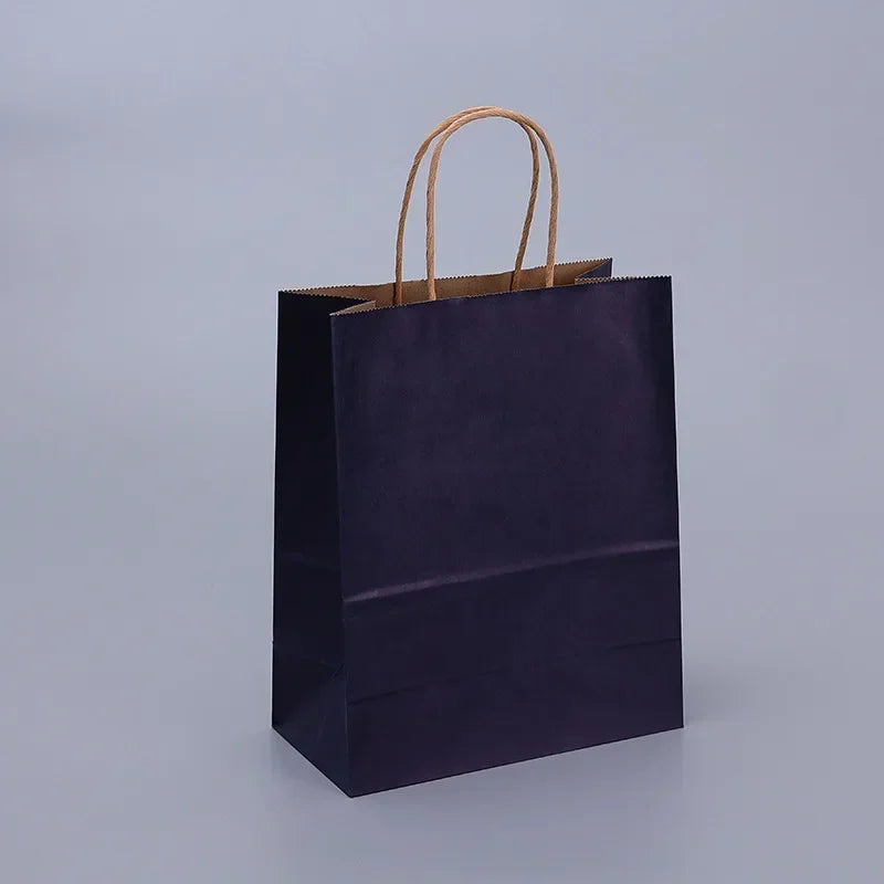 Kraft Paper Gift Bags With Handles 10/20/30/50/100PCS Shopping Carry Craft Brown White Bag Party Christmas Supplies