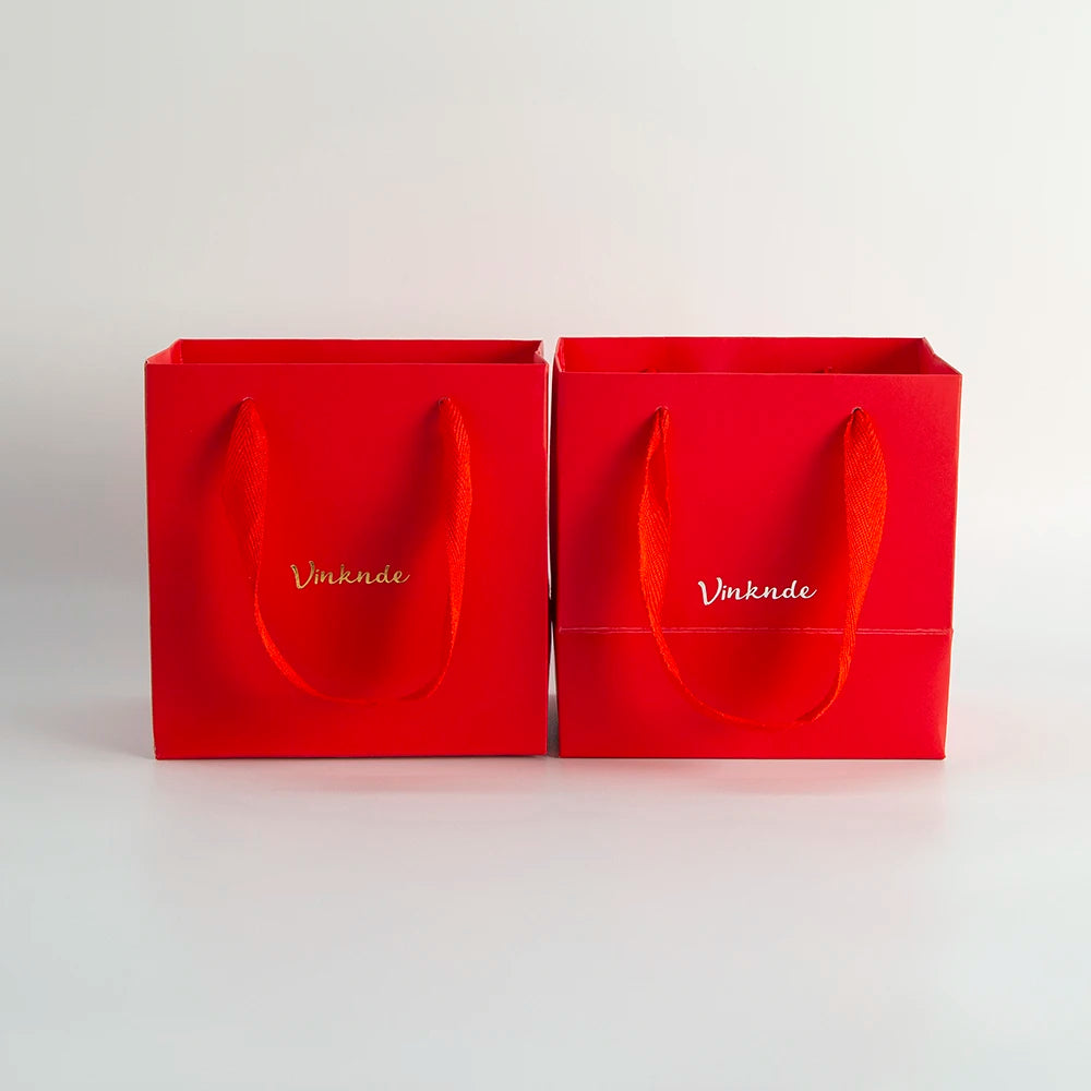 24-Pack Kraft Paper Red Bag with Handles Custom Logo Plain Paper Gift Grocery Bags for Food Retail Shopping Take Out Boutique
