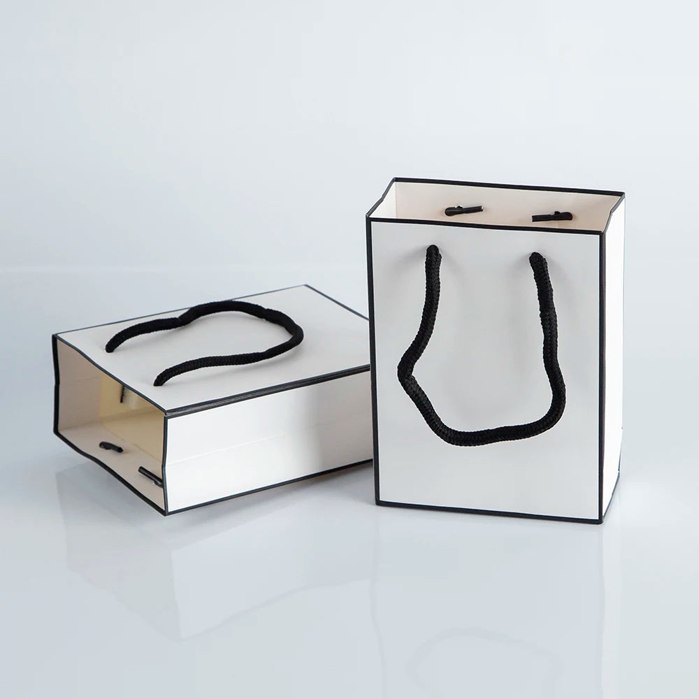 Paper Gift Bags White Kraft Paper Tote Bags with Handles Bulk For Shopping Retail Bags for Small Business Birthday Wedding Party