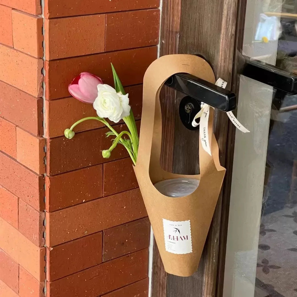 kraft Paper Bouquet Wrapping Gift Bags With Handles, Suitable For Thanksgiving, Birthdays, Wedding Parties, And Floral Gifts.