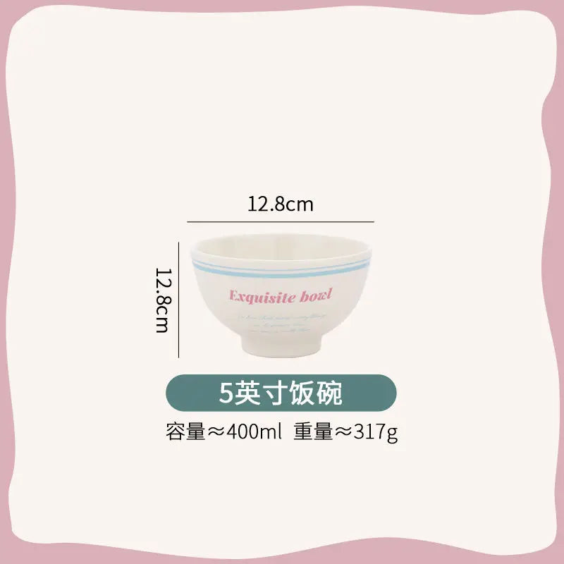 Tableware Bowl Plate Set Home Use,Including Bowls,Rice,Double Ear, Dividing Plates, Dessert Cups,High Aesthetic Value