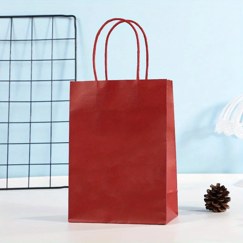 Party Favor Bags With Handles Reusable Kraft Paper Shopping Bags Birthday Supplies Party Gift Bags, Birthday Candy Bags