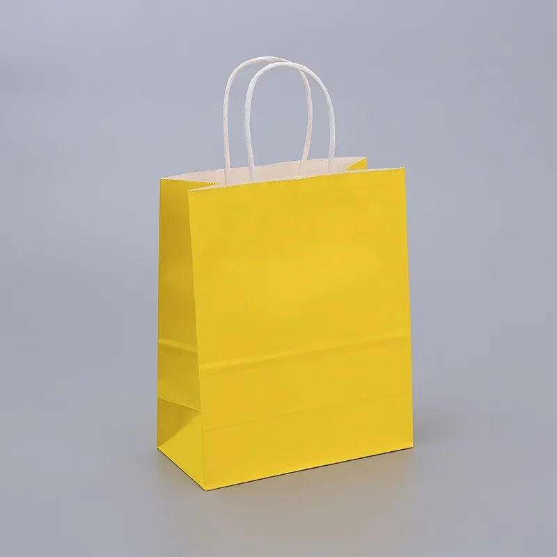 Kraft Paper Gift Bags With Handles 10/20/30/50/100PCS Shopping Carry Craft Brown White Bag Party Christmas Supplies