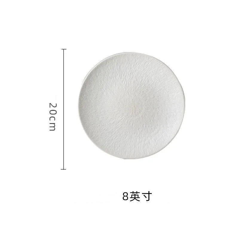Restaurant Dishes, Round Frosted Ceramic Plates, Fruit Plates, Dessert Plates, Black and White Tableware, Utensils, Kitchenware