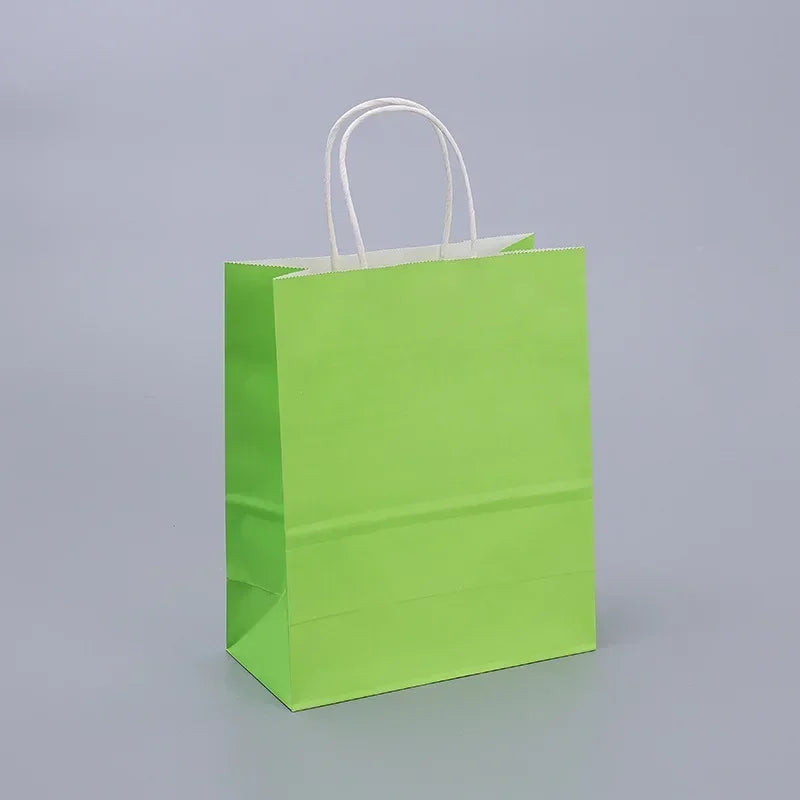 Kraft Paper Gift Bags With Handles 10/20/30/50/100PCS Shopping Carry Craft Brown White Bag Party Christmas Supplies