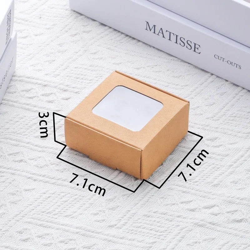 10Pcs Kraft Paper Carton Box Transparent Jewelry Cookie Chocolate Packaging Storage Cardboard Gift Boxes