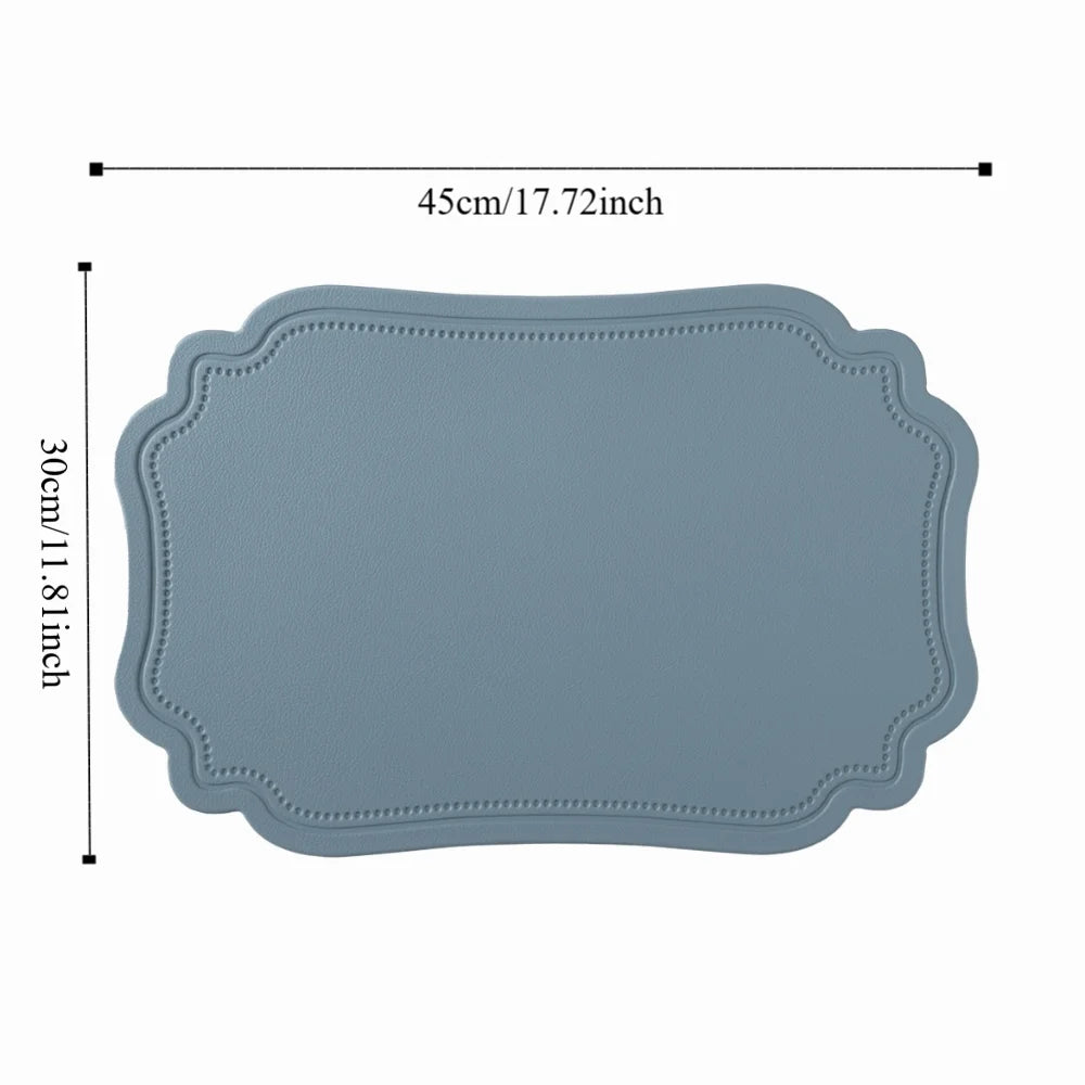 4 Piece Household Retro Irregular Tableware Pad Waterproof PU Leather Place Mat Washable Non-slip Table Mat Banquet