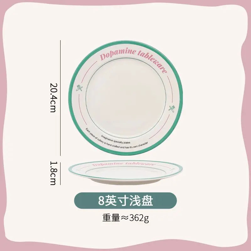 Tableware Bowl Plate Set Home Use,Including Bowls,Rice,Double Ear, Dividing Plates, Dessert Cups,High Aesthetic Value