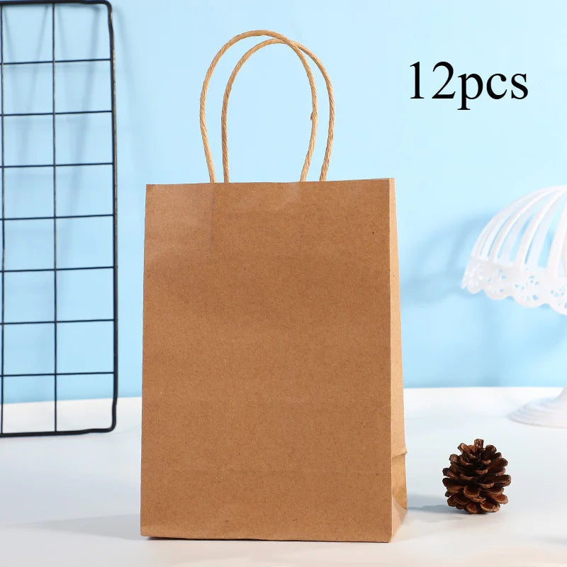 Party Favor Bags With Handles Reusable Kraft Paper Shopping Bags Birthday Supplies Party Gift Bags, Birthday Candy Bags