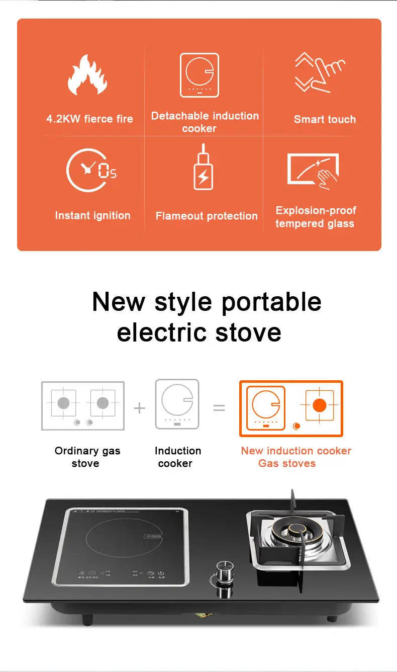 Household Gas-electric Dual Purpose Cooktop Embedded Kitchen And Bathroom Stove, Induction Cooker Gas Stove