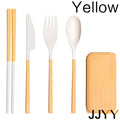 JJYY 1SET/4Pcs Portable Tableware Set Straw Tableware Set Portable Tableware Knife, Fork, Spoon Chopsticks
