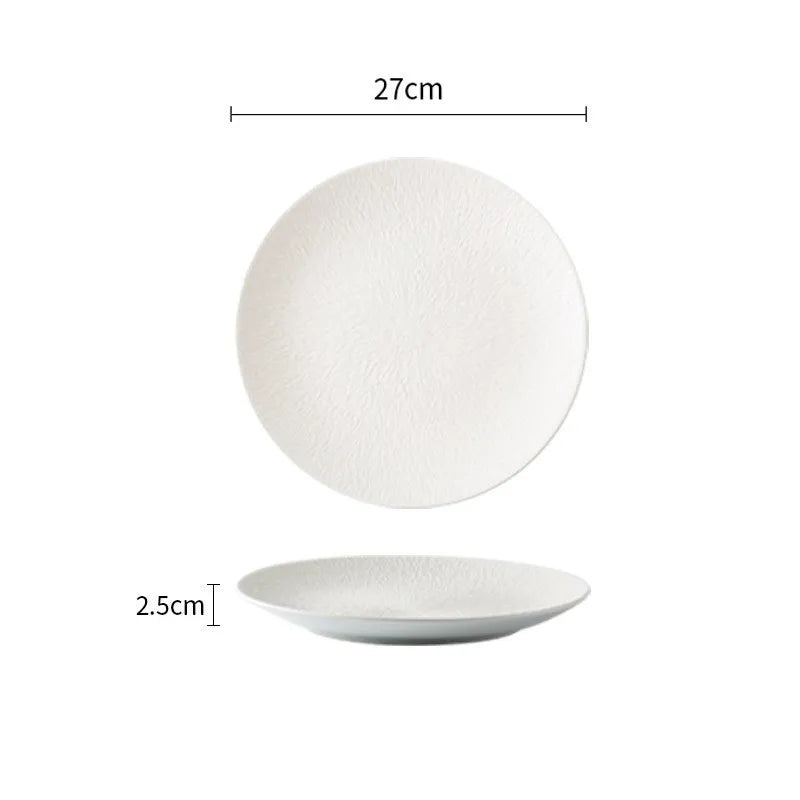 Restaurant Dishes, Round Frosted Ceramic Plates, Fruit Plates, Dessert Plates, Black and White Tableware, Utensils, Kitchenware