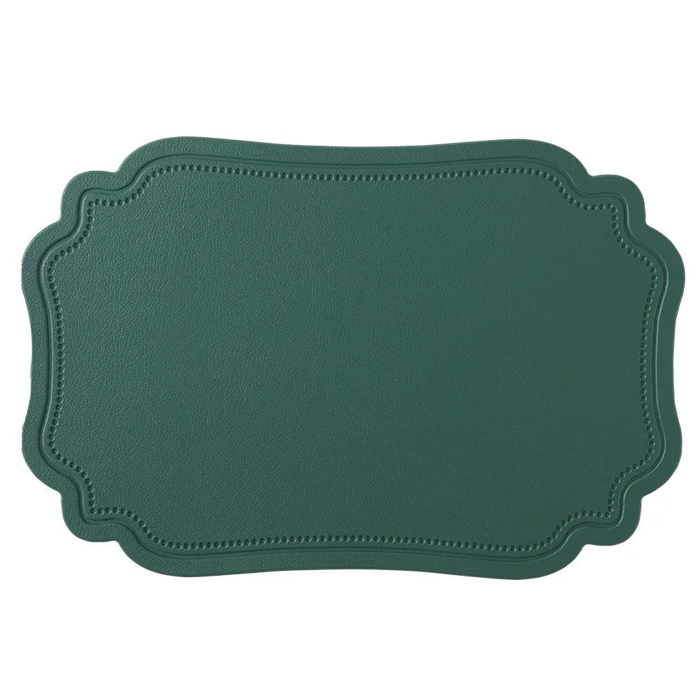 4 Piece Household Retro Irregular Tableware Pad Waterproof PU Leather Place Mat Washable Non-slip Table Mat Banquet