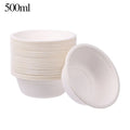50PCS/Pack 220/350/500ml Disposable Dinnerware ECO-Friendly White Paper Bowl Disposable Tableware Outdoor Party Dining Supply