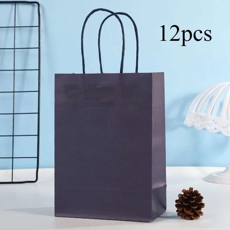Party Favor Bags With Handles Reusable Kraft Paper Shopping Bags Birthday Supplies Party Gift Bags, Birthday Candy Bags