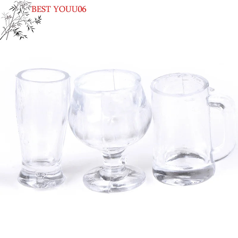 (YOUU06)17Pcs/Set 1:12 Dollhouse Miniature Transparent Tableware DIY Kitchenware Toys