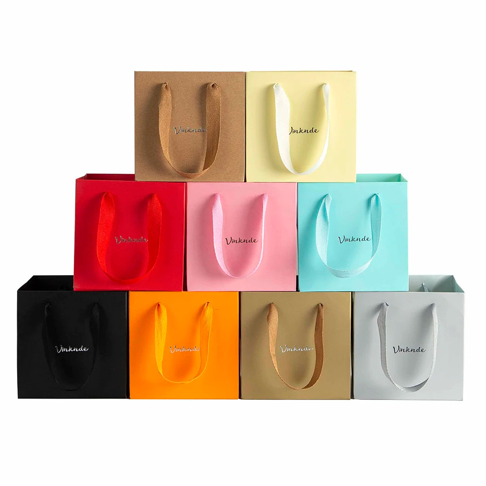 24-Pack Kraft Paper Red Bag with Handles Custom Logo Plain Paper Gift Grocery Bags for Food Retail Shopping Take Out Boutique