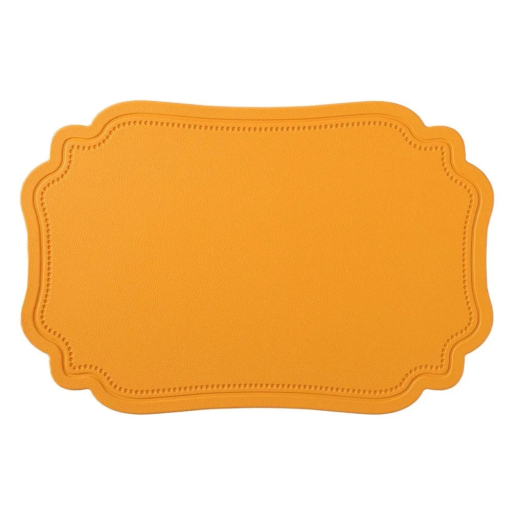 4 Piece Household Retro Irregular Tableware Pad Waterproof PU Leather Place Mat Washable Non-slip Table Mat Banquet