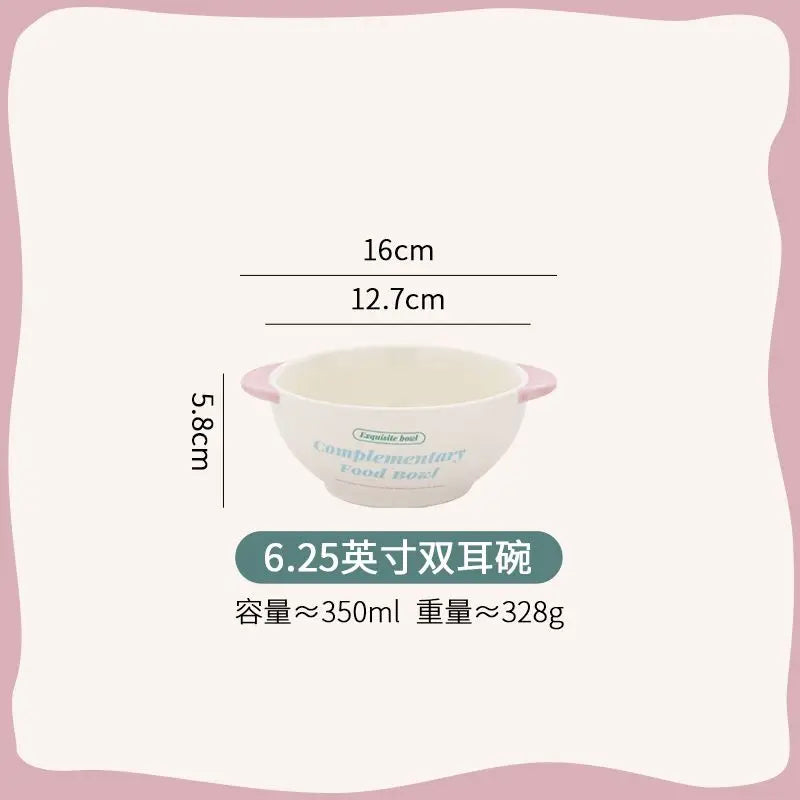 Tableware Bowl Plate Set Home Use,Including Bowls,Rice,Double Ear, Dividing Plates, Dessert Cups,High Aesthetic Value