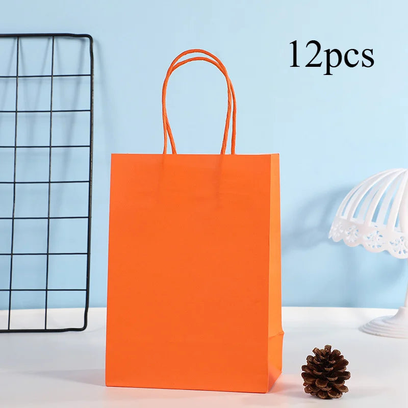 Party Favor Bags With Handles Reusable Kraft Paper Shopping Bags Birthday Supplies Party Gift Bags, Birthday Candy Bags