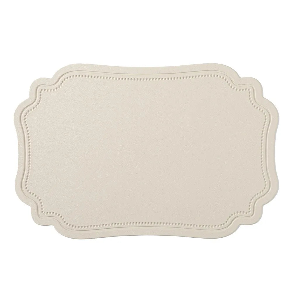 4 Piece Household Retro Irregular Tableware Pad Waterproof PU Leather Place Mat Washable Non-slip Table Mat Banquet
