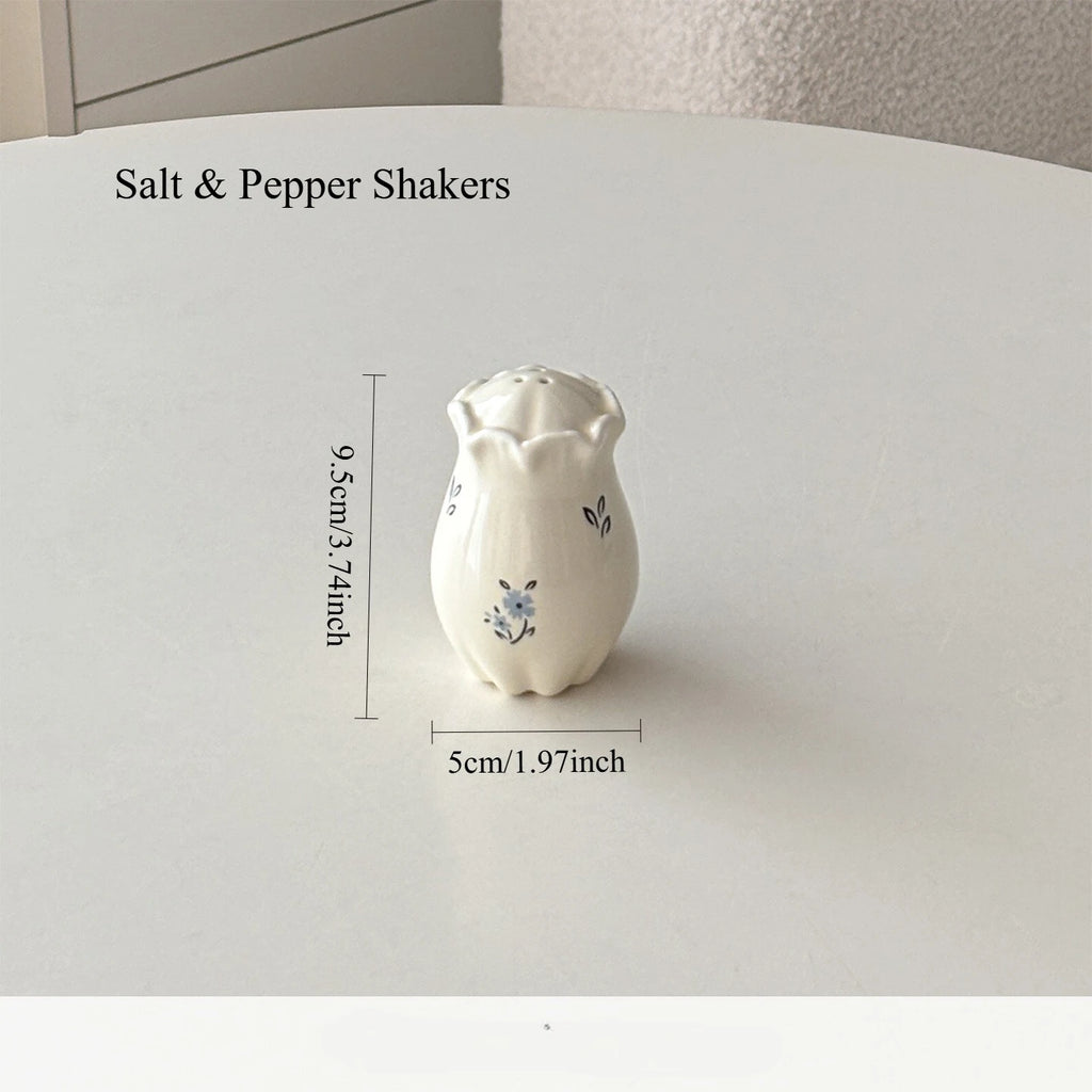 Floral Dining Table Ceramic Tray Salt & Pepper Shakers Decoration Ornament Living Room Small Desktop Vase  Dinnerware