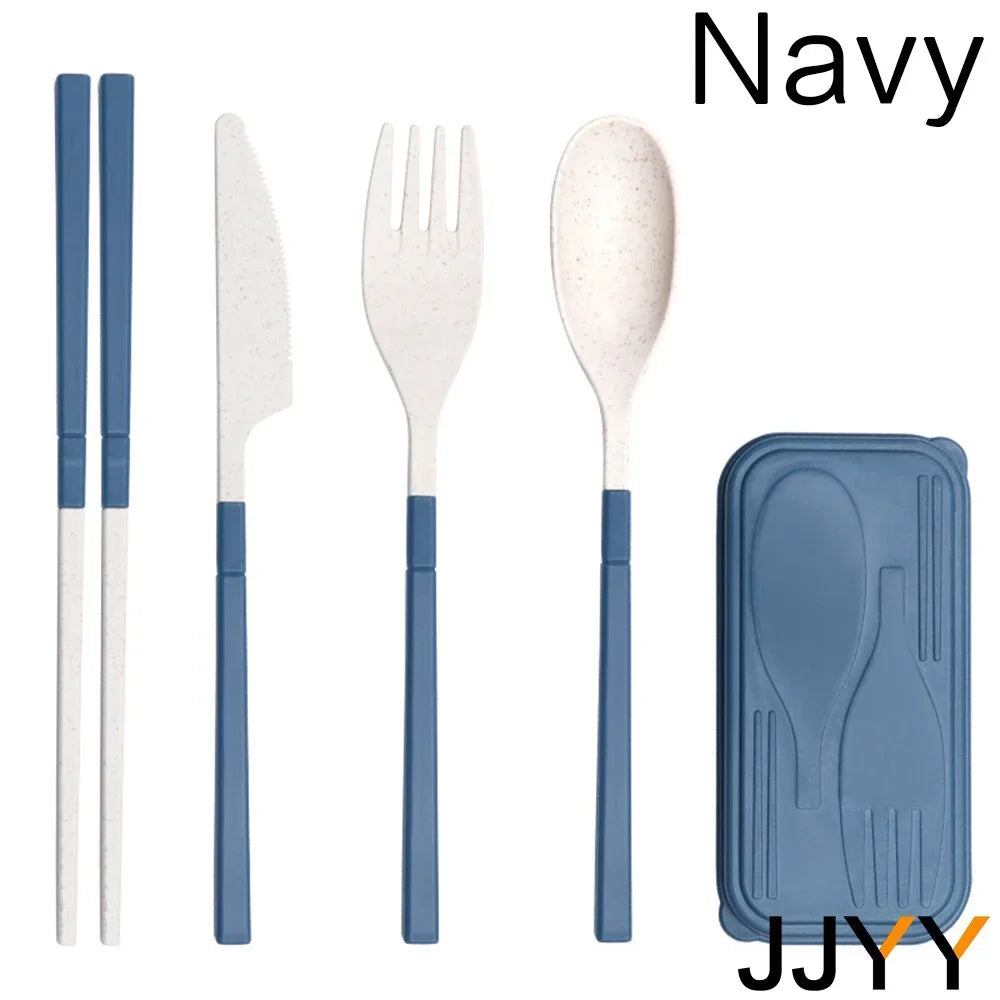 JJYY 1SET/4Pcs Portable Tableware Set Straw Tableware Set Portable Tableware Knife, Fork, Spoon Chopsticks