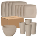 16pcs/Set Square Plastic Dinnerware Set Reusable Wheat Straw Tableware Suit Large Capacity Thickened Dinner Plate Set Salad