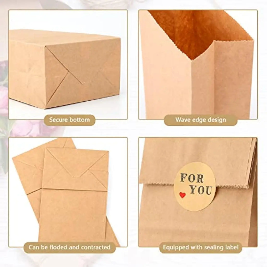 10pcs Kraft Paper Gift Wrap Bags, 4lbs Mini Lunch Bags No Handles, Stickers, Personalized Storage Bags Baby Shower, Birthday