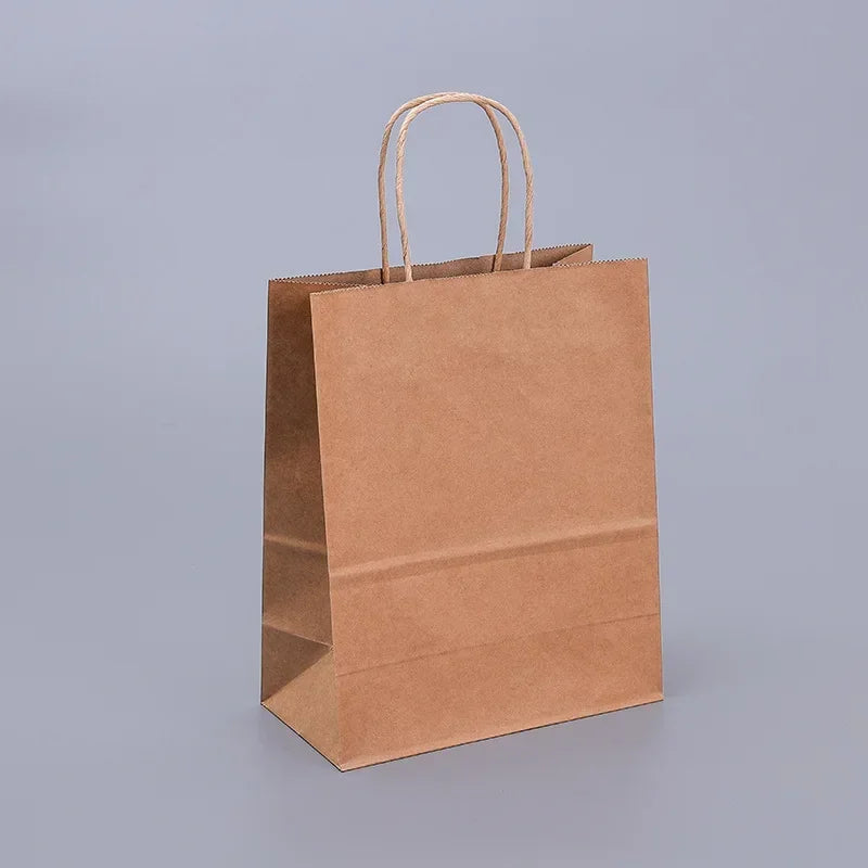 Kraft Paper Gift Bags With Handles 10/20/30/50/100PCS Shopping Carry Craft Brown White Bag Party Christmas Supplies