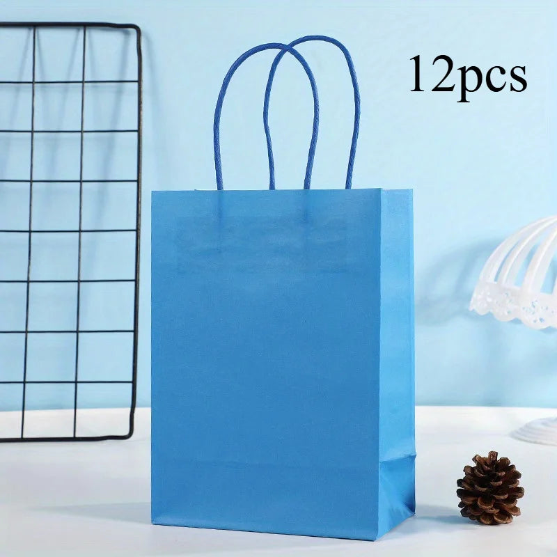 Party Favor Bags With Handles Reusable Kraft Paper Shopping Bags Birthday Supplies Party Gift Bags, Birthday Candy Bags