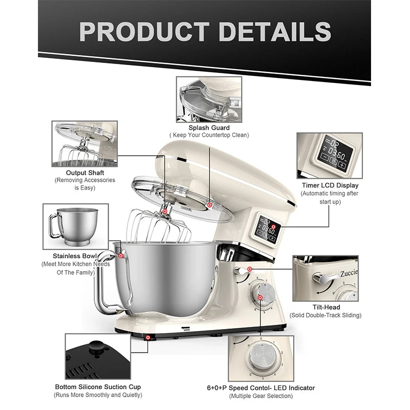 Kitchen Appliances US/EU Plug 110V 230V Bakery Amasadoras Food Processors 6.2L 8830 Motor Stand Batter Batedeira Food Mixer Cake