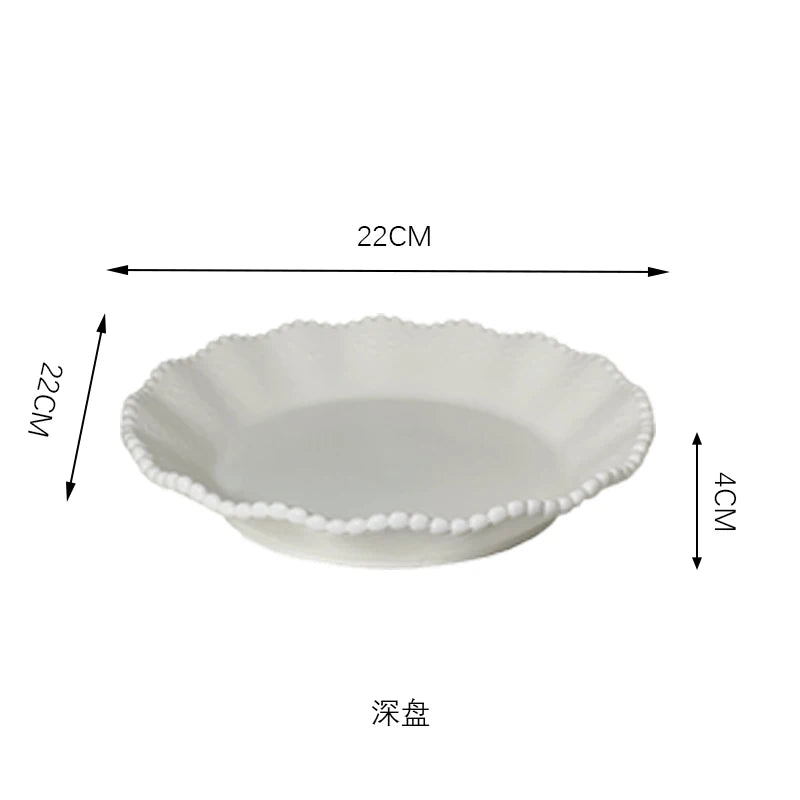 Ceramic Pearl Plates & Bowls Set - Practical Breakfast Tableware, Perfect for Modern Home Dining & Daily Use