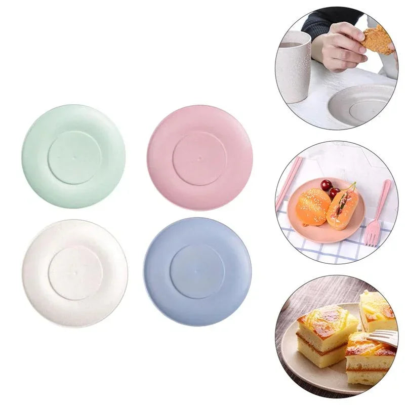 Tableware for Outdoor - 1 Set 4Pcs Wheat Straw Food Bowl, Water Cup, Serving Plate