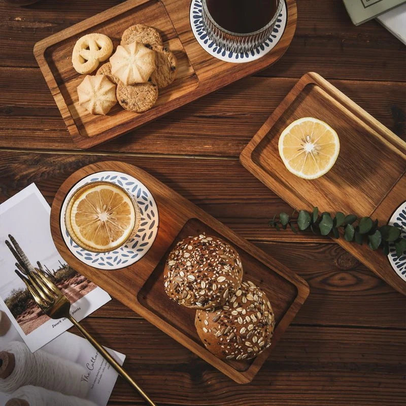 Wooden Coffee Tray Breakfast Plate For Serving Food Hospitality Coffeeware Teaware Decoration Table Decoration Accessories