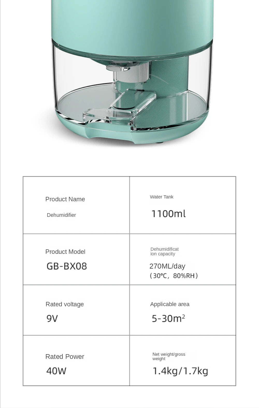 Household Small Indoor Dryer Mute Moisture-Proof Bedroom Air Purification 40W Water Vapor Absorber Deshumidificateur for Home